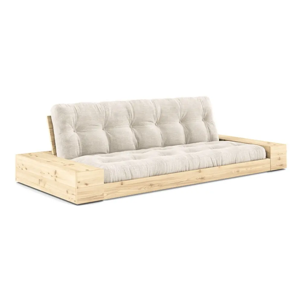 Canapea albă extensibilă cu tapițerie din catifea reiată 244 cm Base – Karup Design