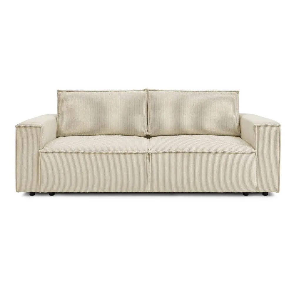 Canapea bej extensibilă cu tapițerie din catifea reiată 245 cm Nihad – Bobochic Paris