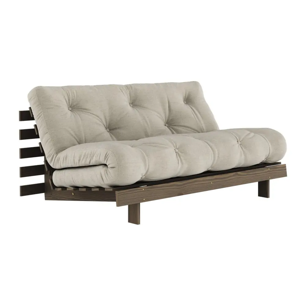 Canapea grej extensibilă cu tapițerie din in 160 cm Roots Carob – Karup Design