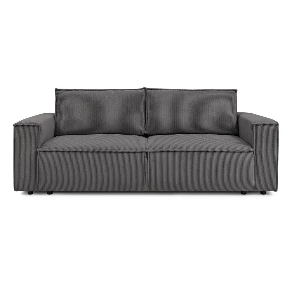 Canapea gri închis extensibilă cu tapițerie din catifea reiată 245 cm Nihad – Bobochic Paris