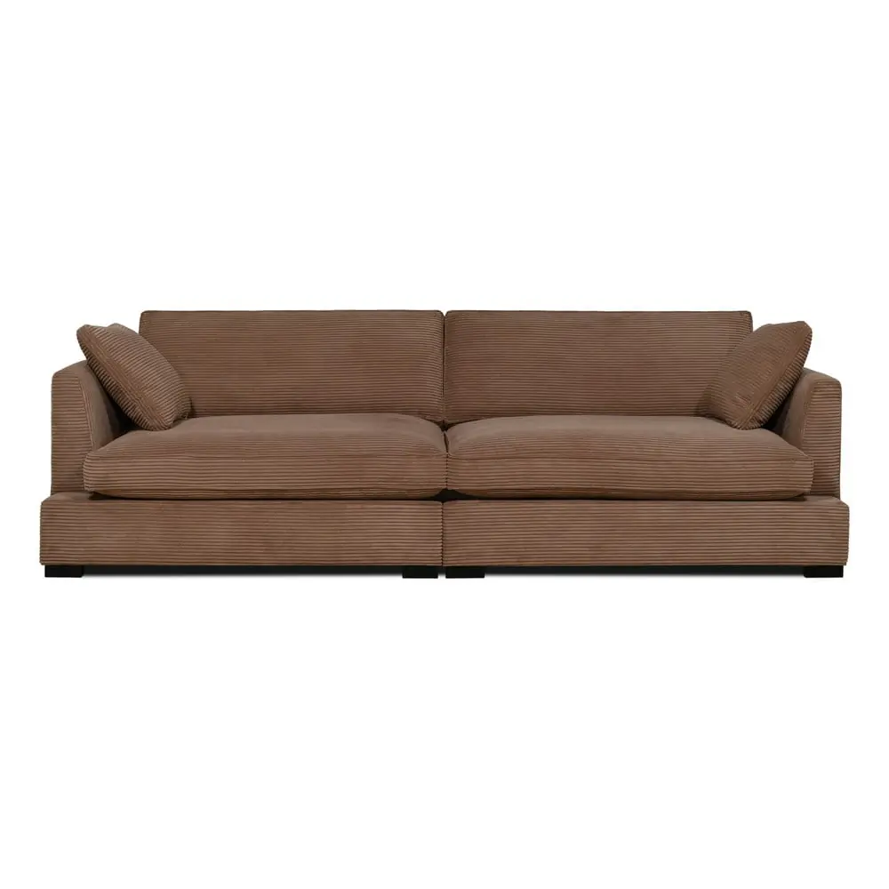 Canapea maro deschis cu tapițerie din catifea reiată 266 cm Mobby – Scandic