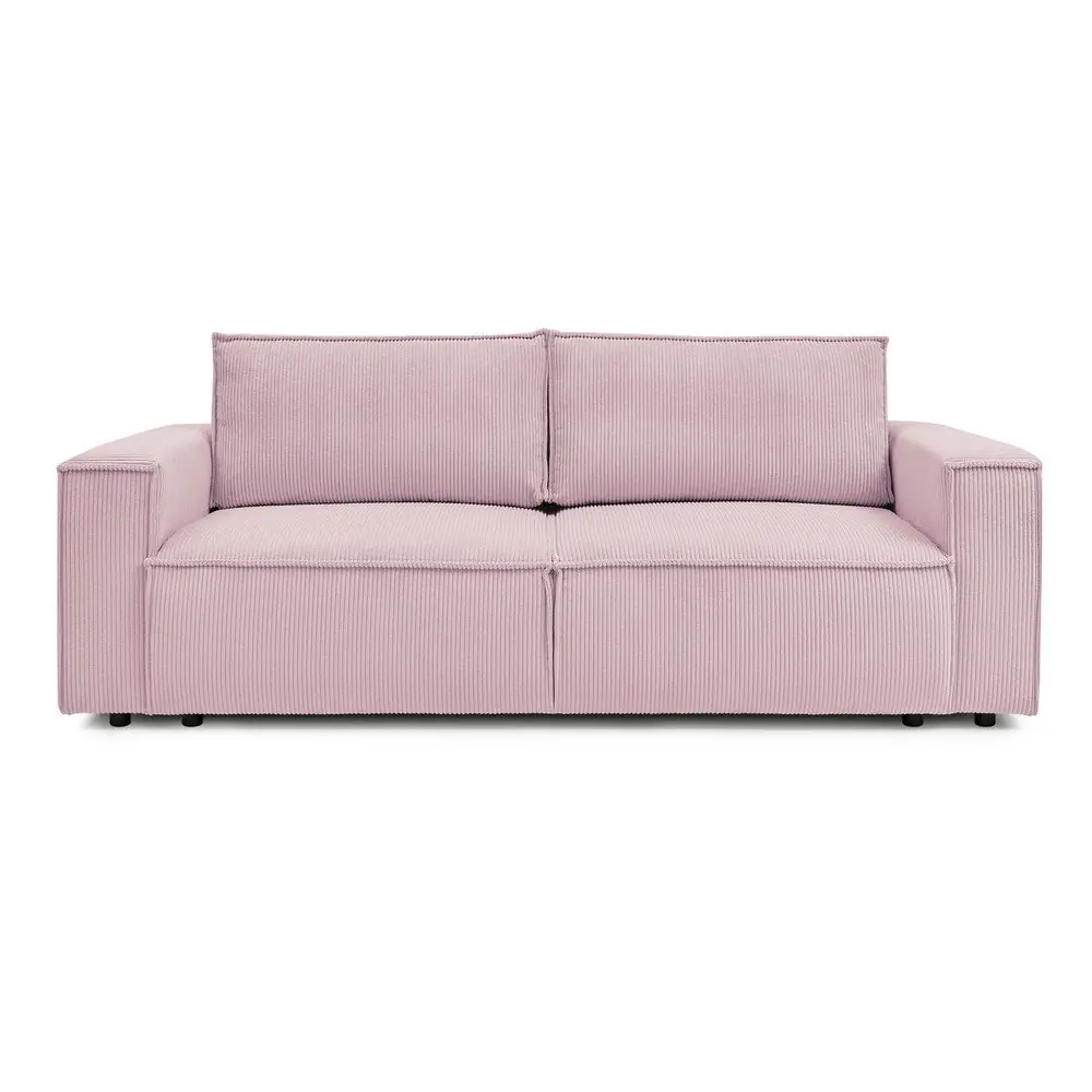 Canapea roz-deschis extensibilă cu tapițerie din catifea reiată 245 cm Nihad – Bobochic Paris