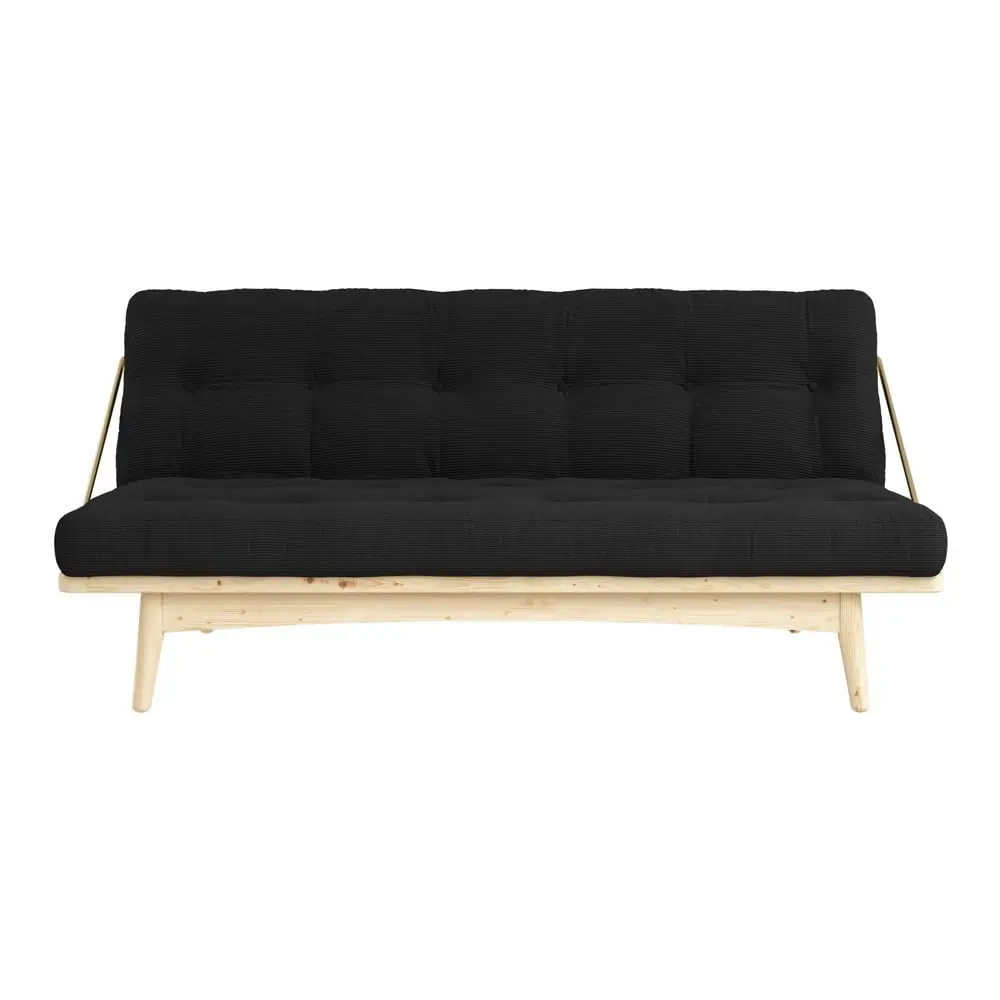 Canapea variabilă cu tapițerie din catifea reiată Karup Design Folk Raw/Charcoal