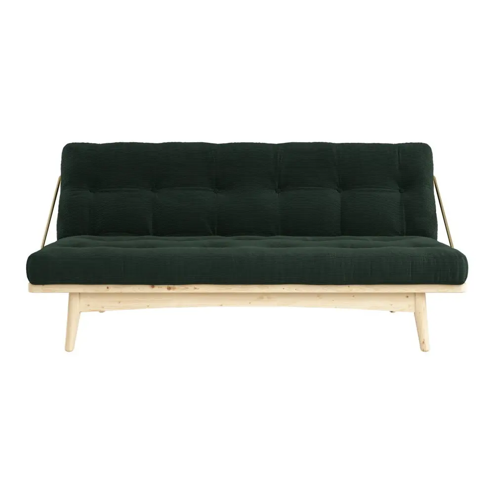 Canapea variabilă cu tapițerie din catifea reiată Karup Design Folk Raw/Dark Green