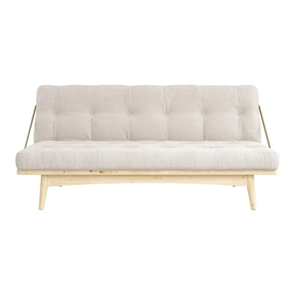 Canapea variabilă cu tapițerie din catifea reiată Karup Design Folk Raw/Natural