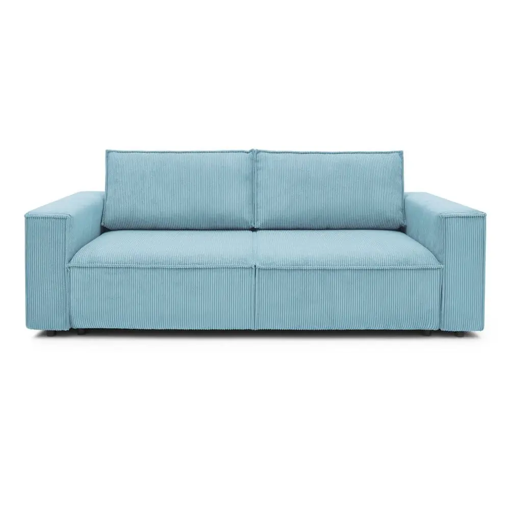 Canapea verde-mentă extensibilă/cu spațiu de depozitare cu tapițerie din catifea reiată 245 cm Nihad – Bobochic Paris