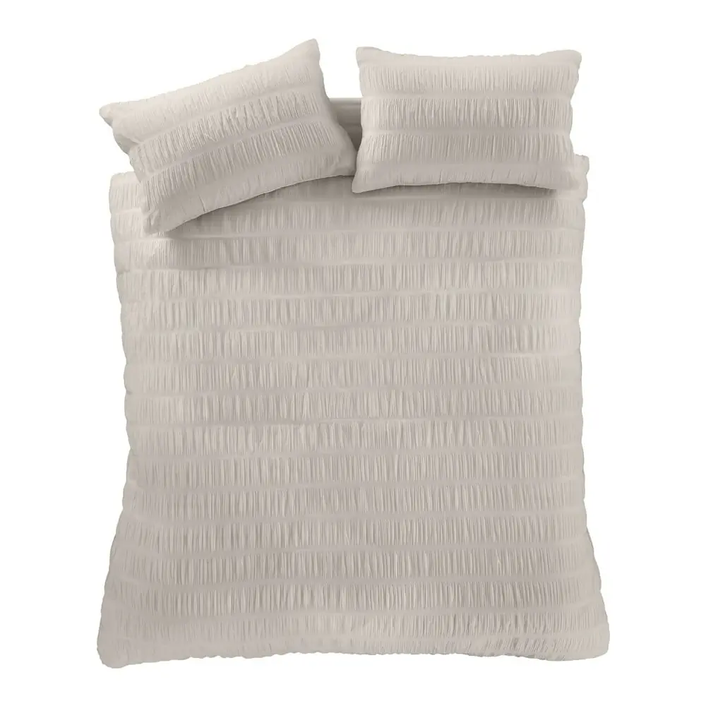 Lenjerie bej pentru pat dublu 200x200 cm Seersucker - Catherine Lansfield