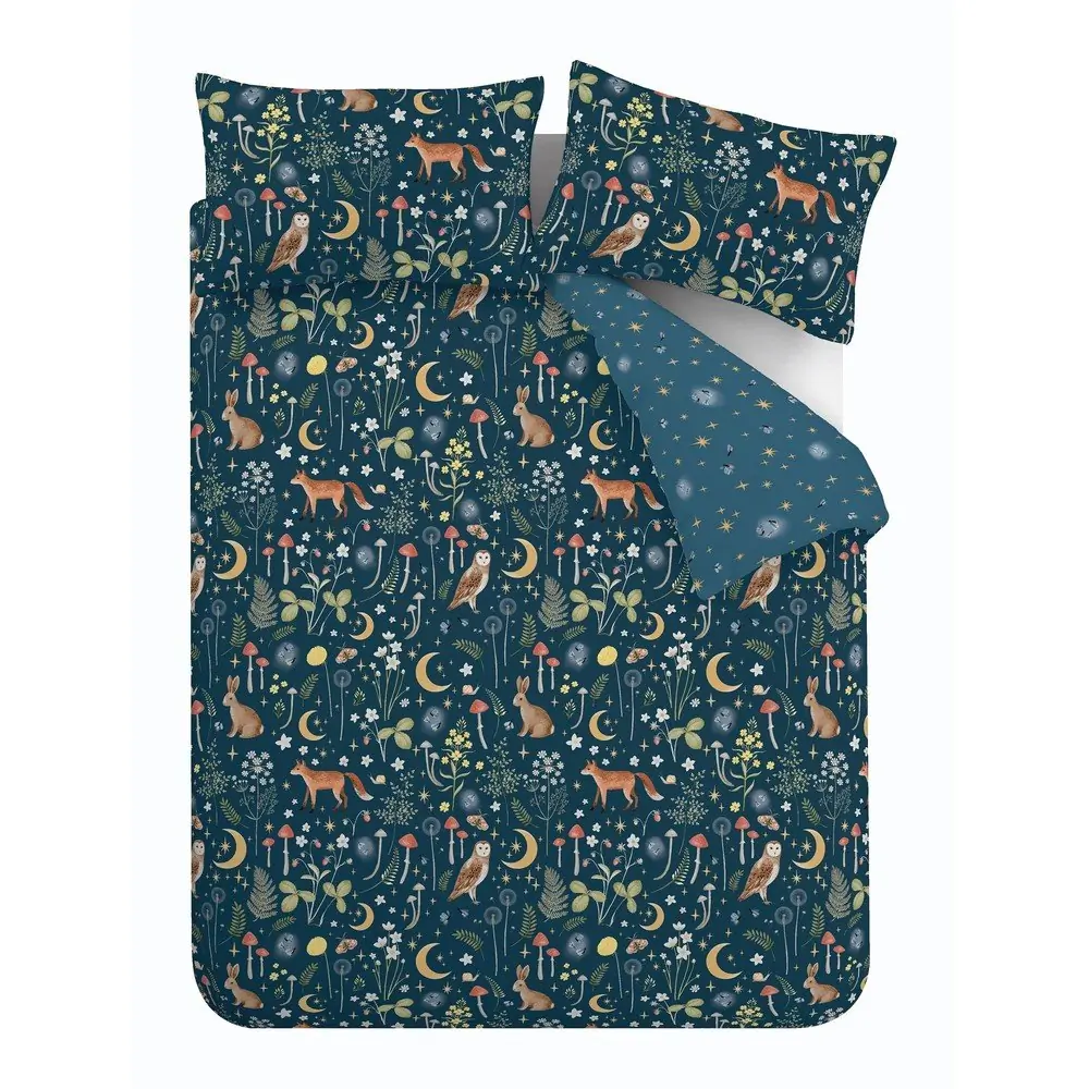 Lenjerie de pat albastru-închis pentru pat dublu 200x200 cm Enchanted Twilight – Catherine Lansfield