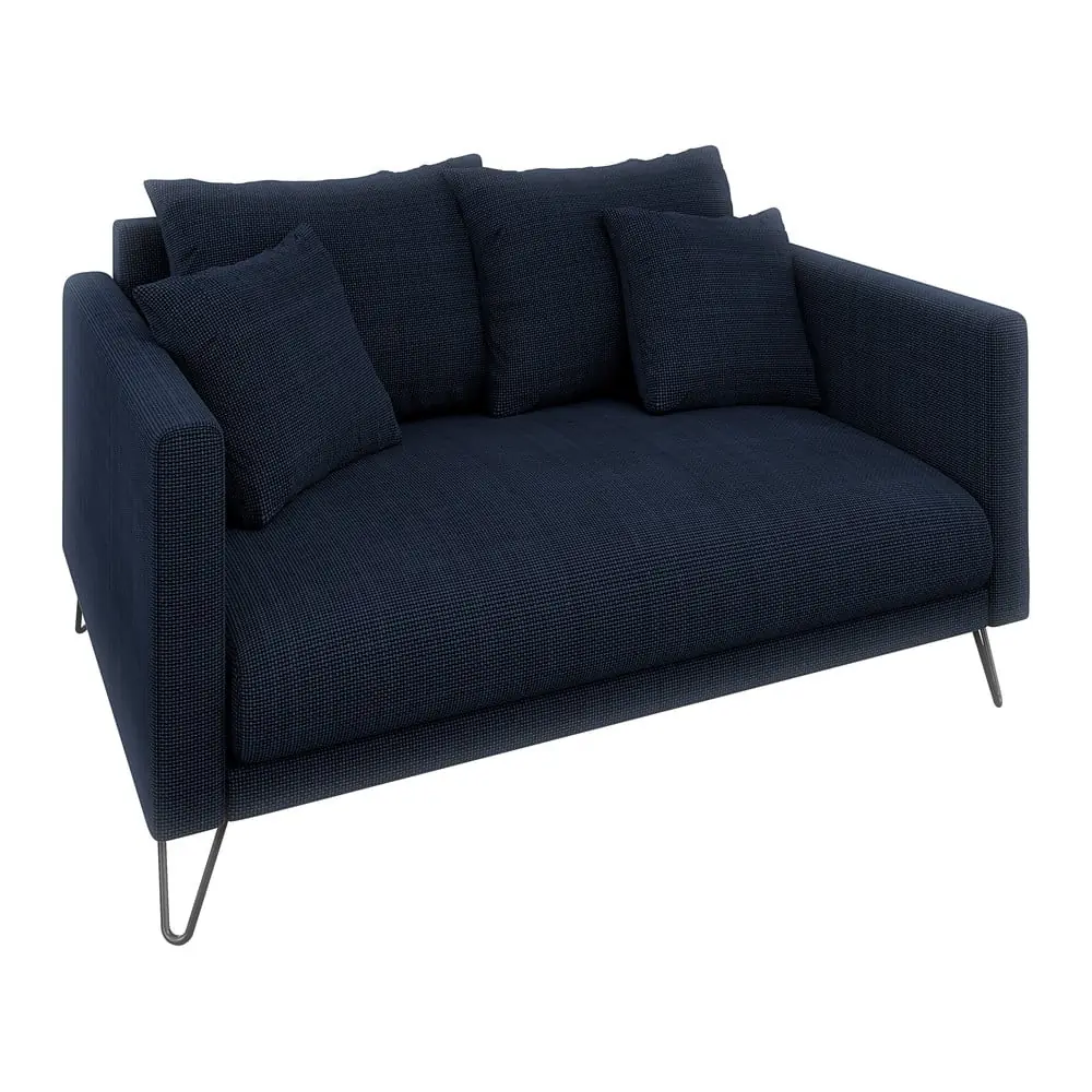 Canapea albastru-închis cu tapițerie din chenille 140 cm Freya – Ropez