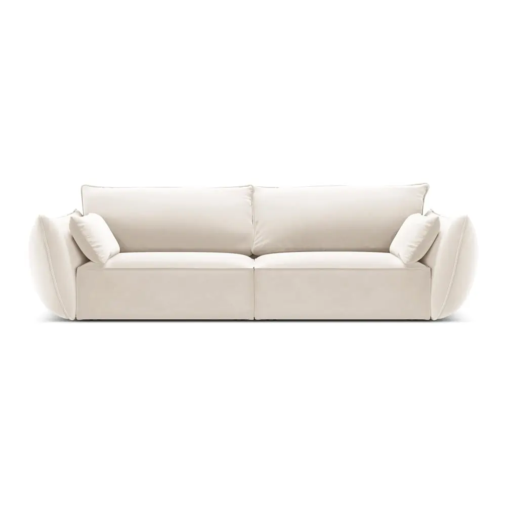 Canapea bej cu tapițerie din catifea 208 cm Vanda – Mazzini Sofas