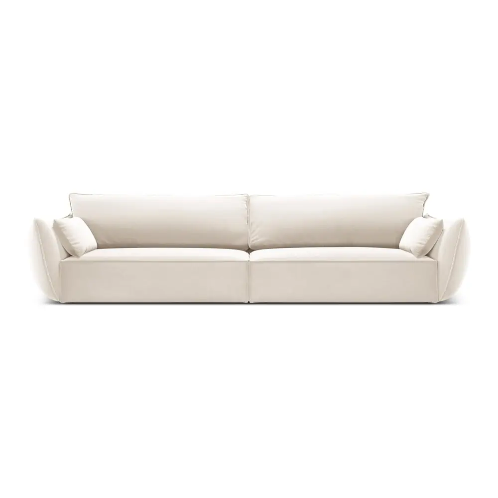 Canapea bej cu tapițerie din catifea 248 cm Vanda – Mazzini Sofas