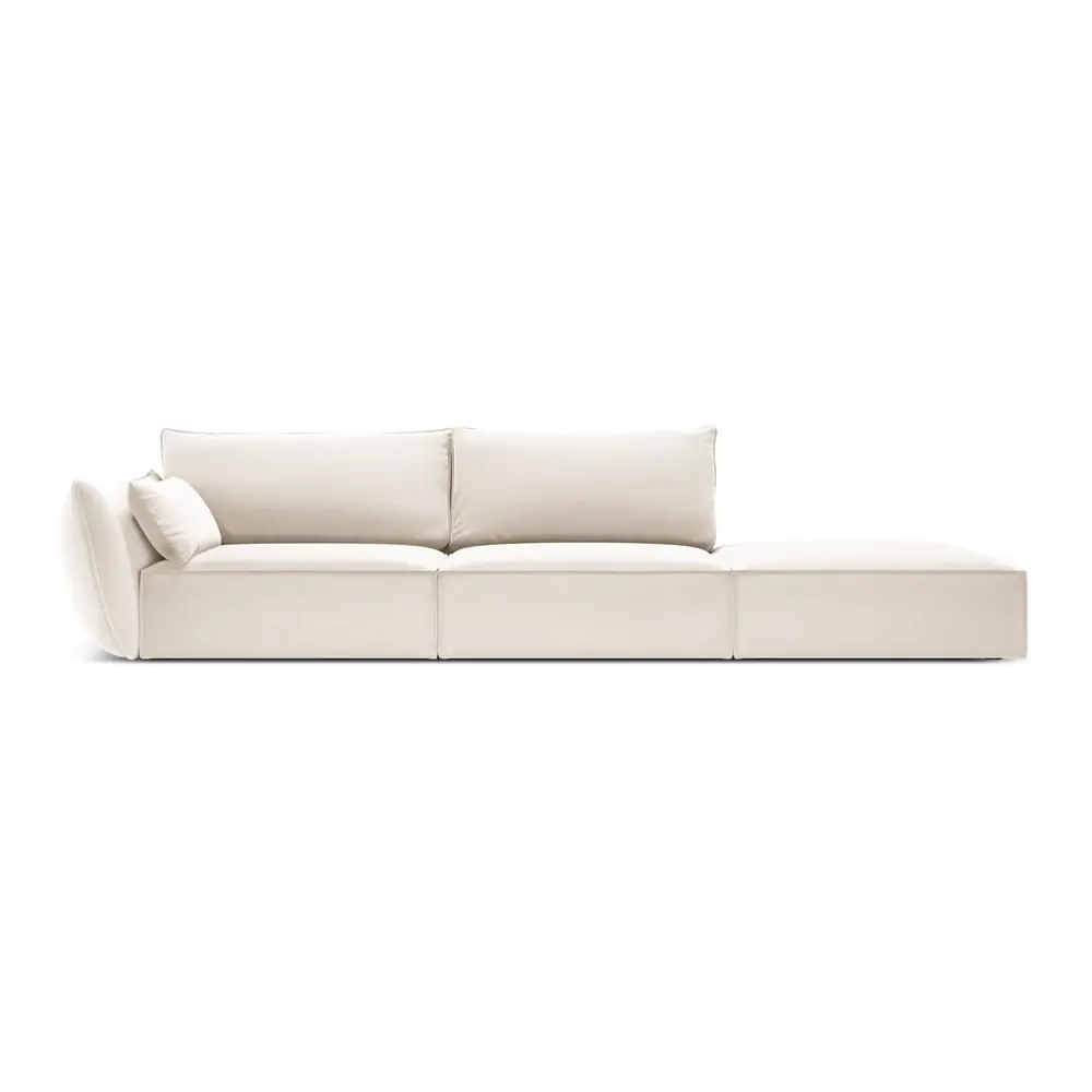 Canapea bej cu tapițerie din catifea, cu colț pe partea stângă 264 cm Vanda – Mazzini Sofas