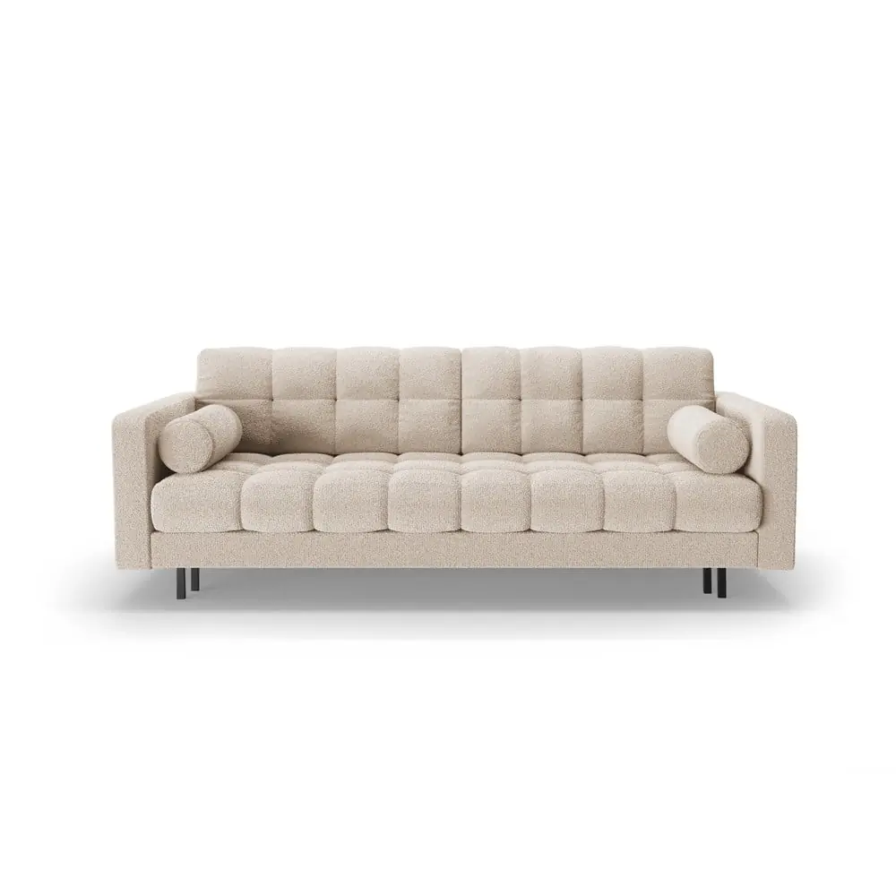 Canapea bej extensibilă, cu spațiu de depozitare cu tapițerie din țesătură bouclé 222 cm Bali – Cosmopolitan Design