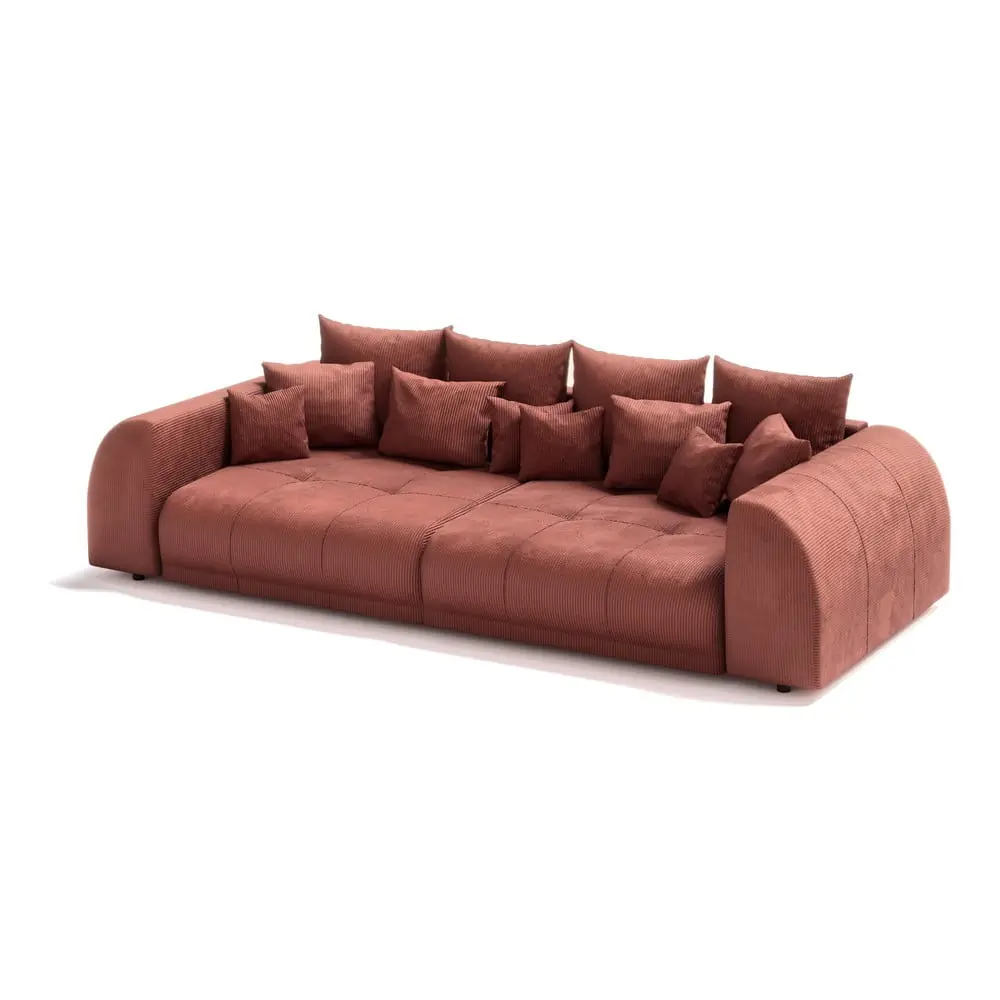 Canapea cărămizie cu tapițerie din catifea reiată 310 cm Vanessa – Ropez