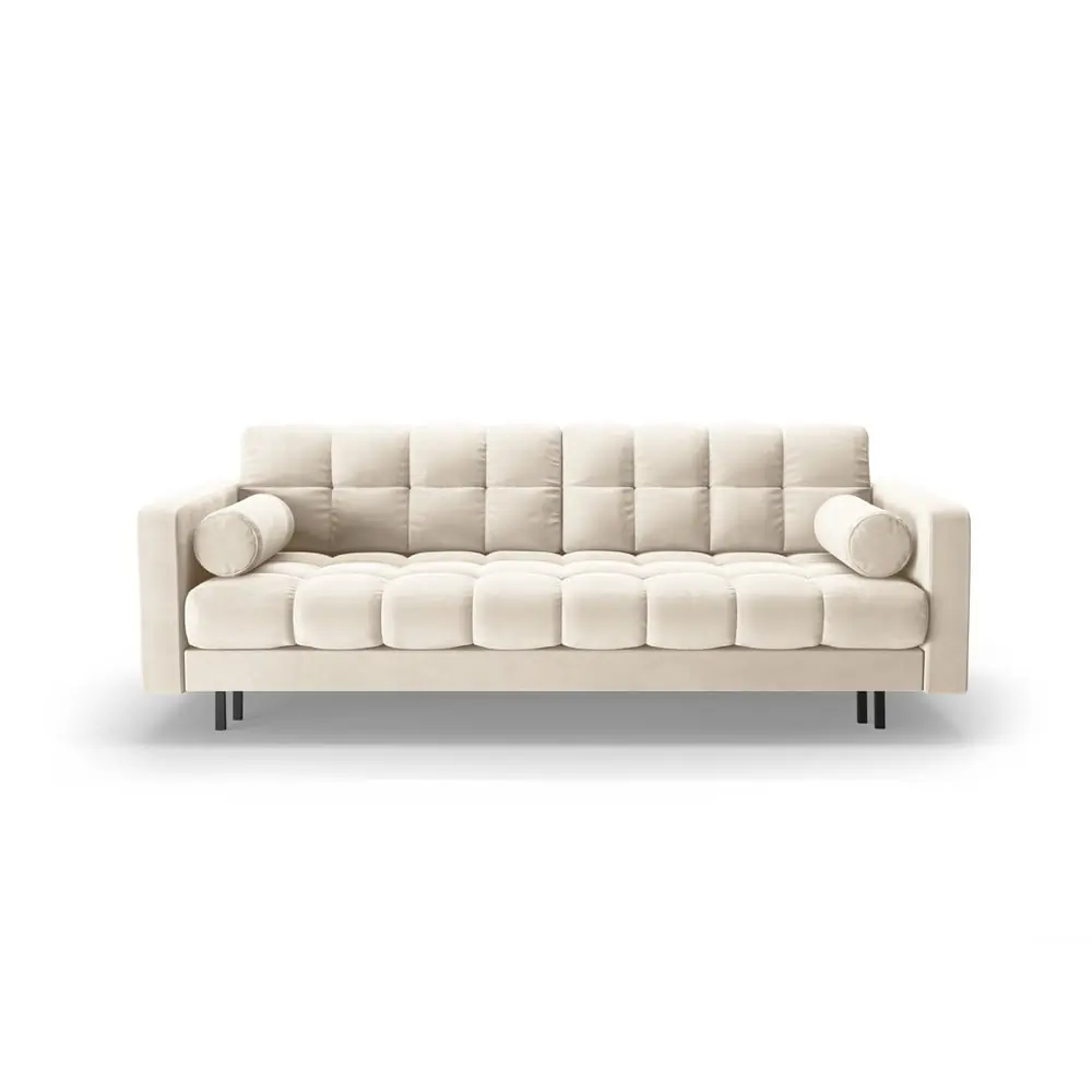 Canapea crem extensibilă, cu spațiu de depozitare cu tapițerie din catifea 222 cm Bali – Cosmopolitan Design