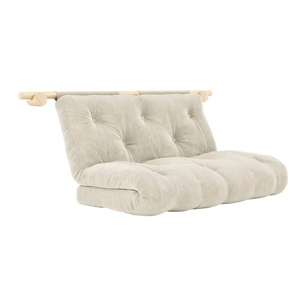 Canapea crem extensibilă cu tapițerie din catifea reiată 135 cm Hooked – Karup Design