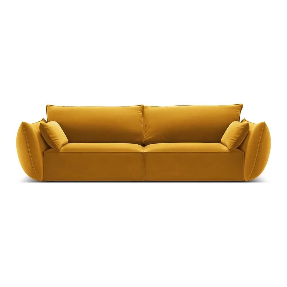 Canapea galben-muștar cu tapițerie din catifea 208 cm Vanda – Mazzini Sofas