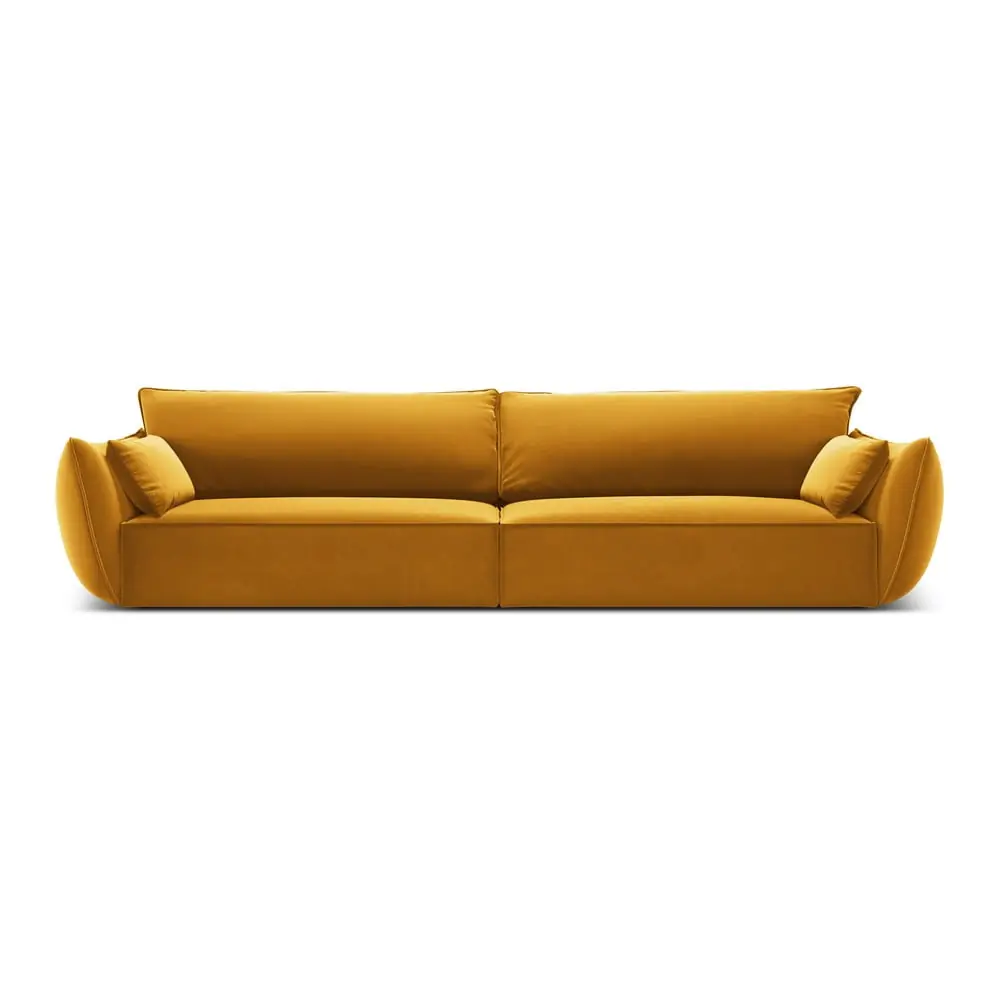 Canapea galben-muștar cu tapițerie din catifea 248 cm Vanda – Mazzini Sofas