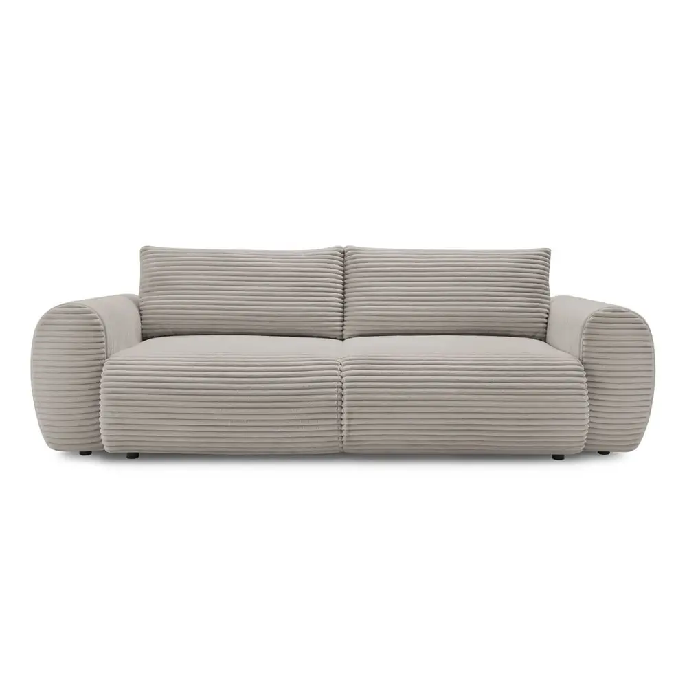 Canapea gri deschis/bej extensibilă cu tapițerie din catifea reiată 257 cm Lucien – Bobochic Paris