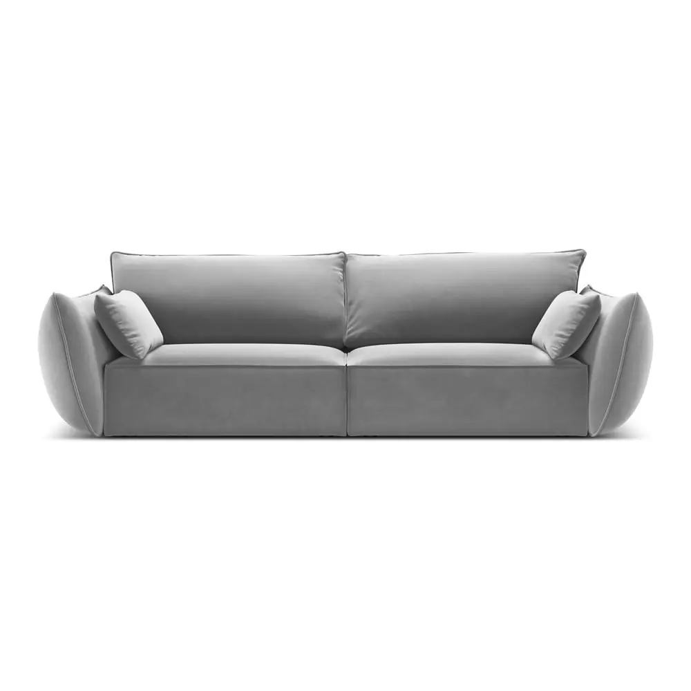 Canapea gri deschis cu tapițerie din catifea 208 cm Vanda – Mazzini Sofas