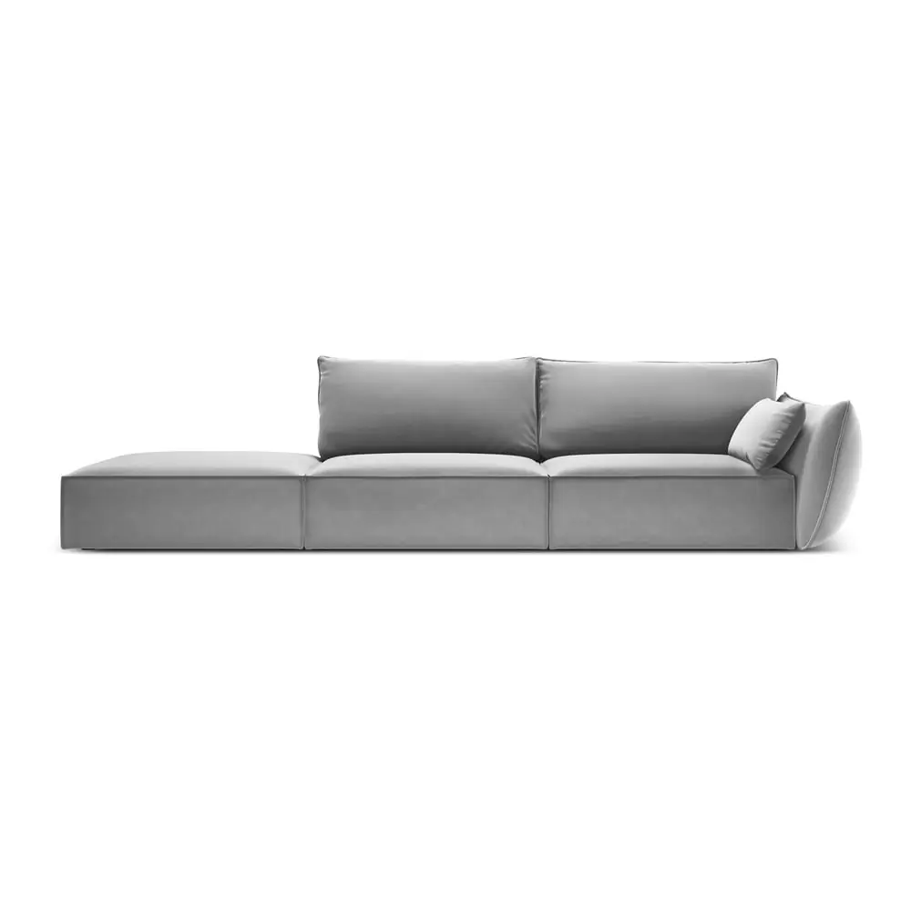 Canapea gri deschis cu tapițerie din catifea, cu colț pe partea dreaptă 264 cm Vanda – Mazzini Sofas