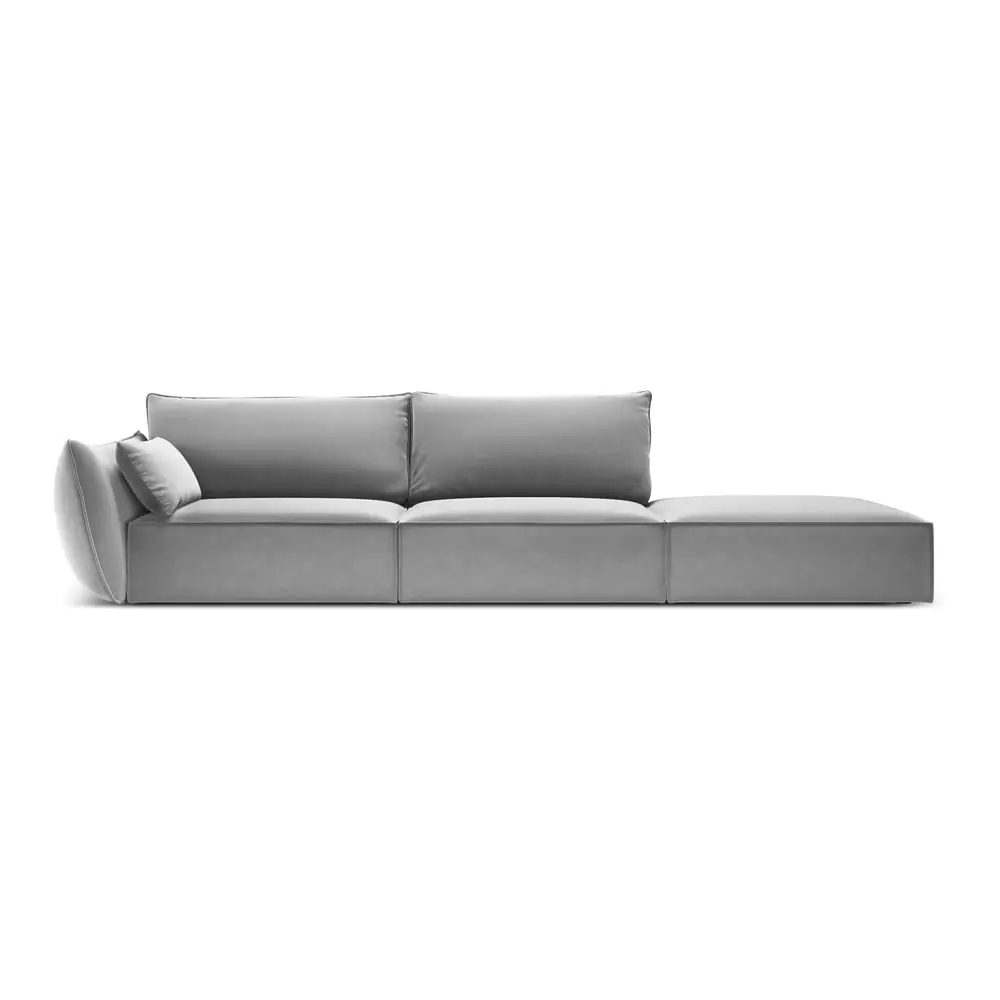 Canapea gri deschis cu tapițerie din catifea, cu colț pe partea stângă 264 cm Vanda – Mazzini Sofas