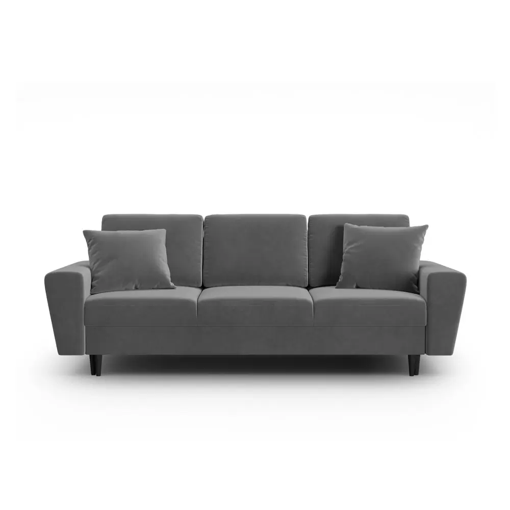 Canapea gri deschis extensibilă, cu spațiu de depozitare cu tapițerie din catifea 235 cm Kyoto – Cosmopolitan Design