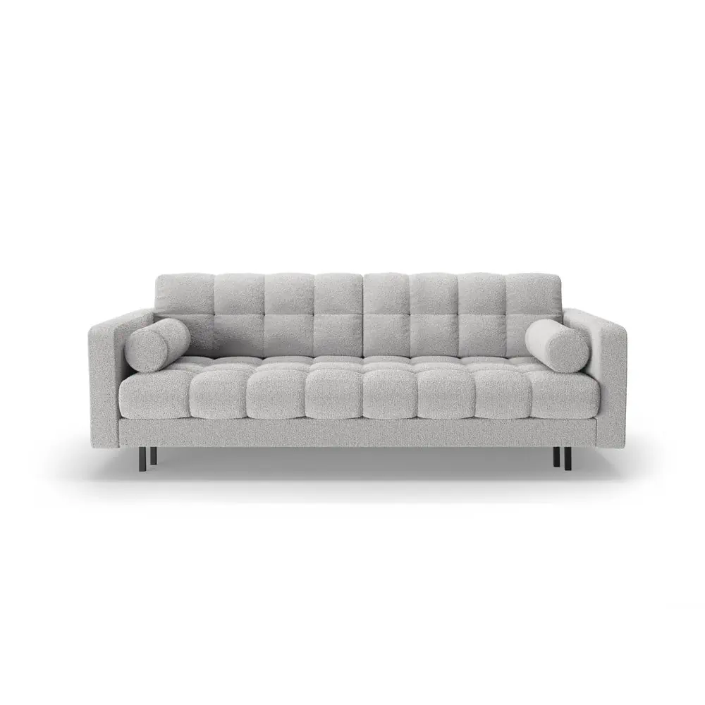 Canapea gri deschis extensibilă, cu spațiu de depozitare cu tapițerie din țesătură bouclé 222 cm Bali – Cosmopolitan Design