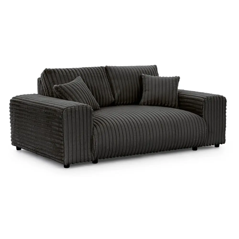 Canapea gri închis cu tapițerie din catifea reiată 178 cm Justin – Ropez