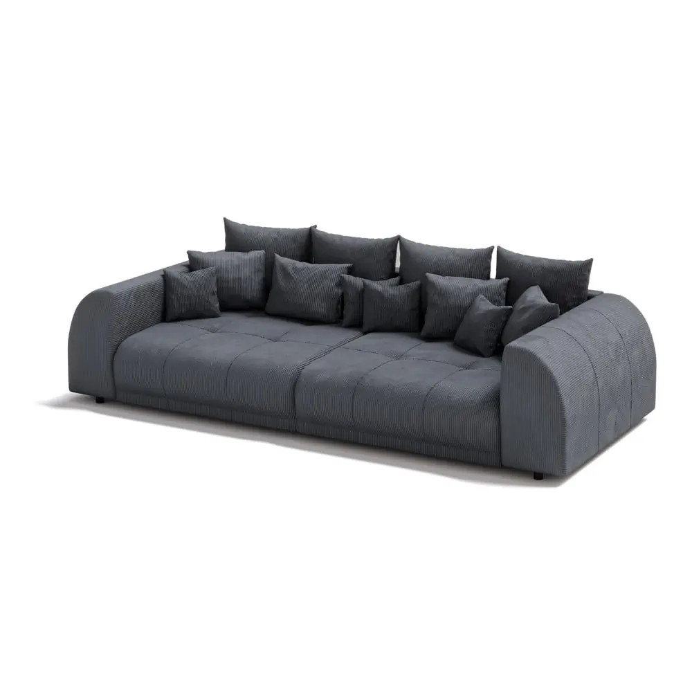 Canapea gri închis cu tapițerie din catifea reiată 310 cm Vanessa – Ropez