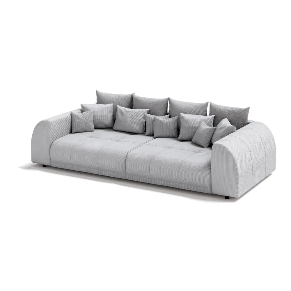 Canapea gri închis cu tapițerie din catifea reiată 310 cm Vanessa – Ropez