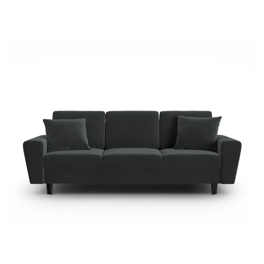 Canapea gri închis extensibilă, cu spațiu de depozitare cu tapițerie din catifea 235 cm Kyoto – Cosmopolitan Design