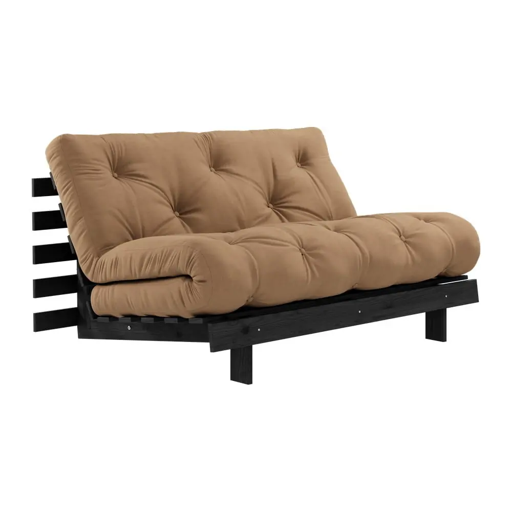 Canapea maro extensibilă 140 cm Roots Black Night – Karup Design