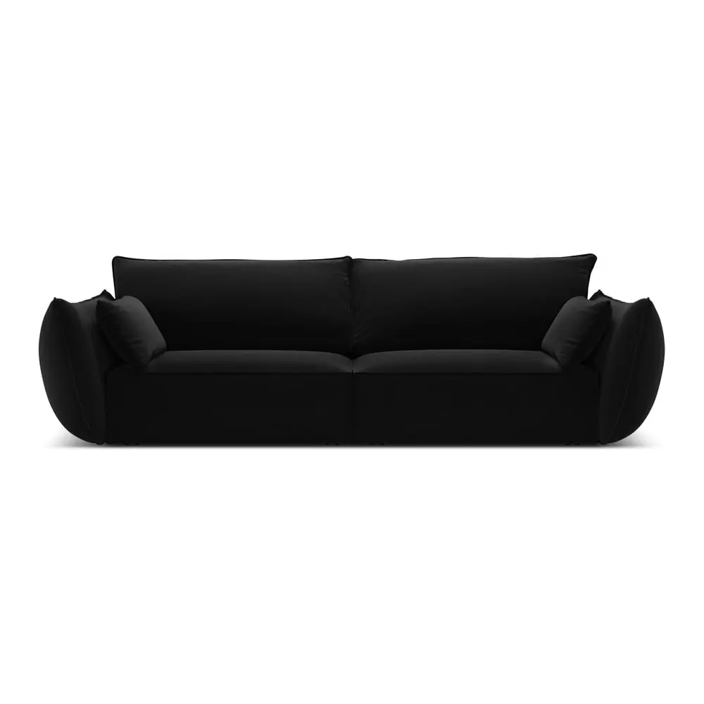 Canapea neagră cu tapițerie din catifea 208 cm Vanda – Mazzini Sofas