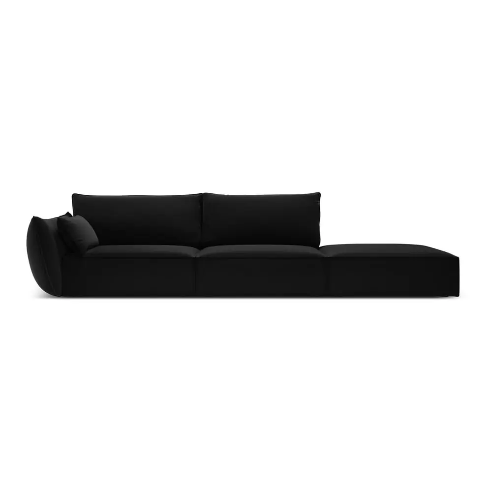 Canapea neagră cu tapițerie din catifea, cu colț pe partea stângă 264 cm Vanda – Mazzini Sofas