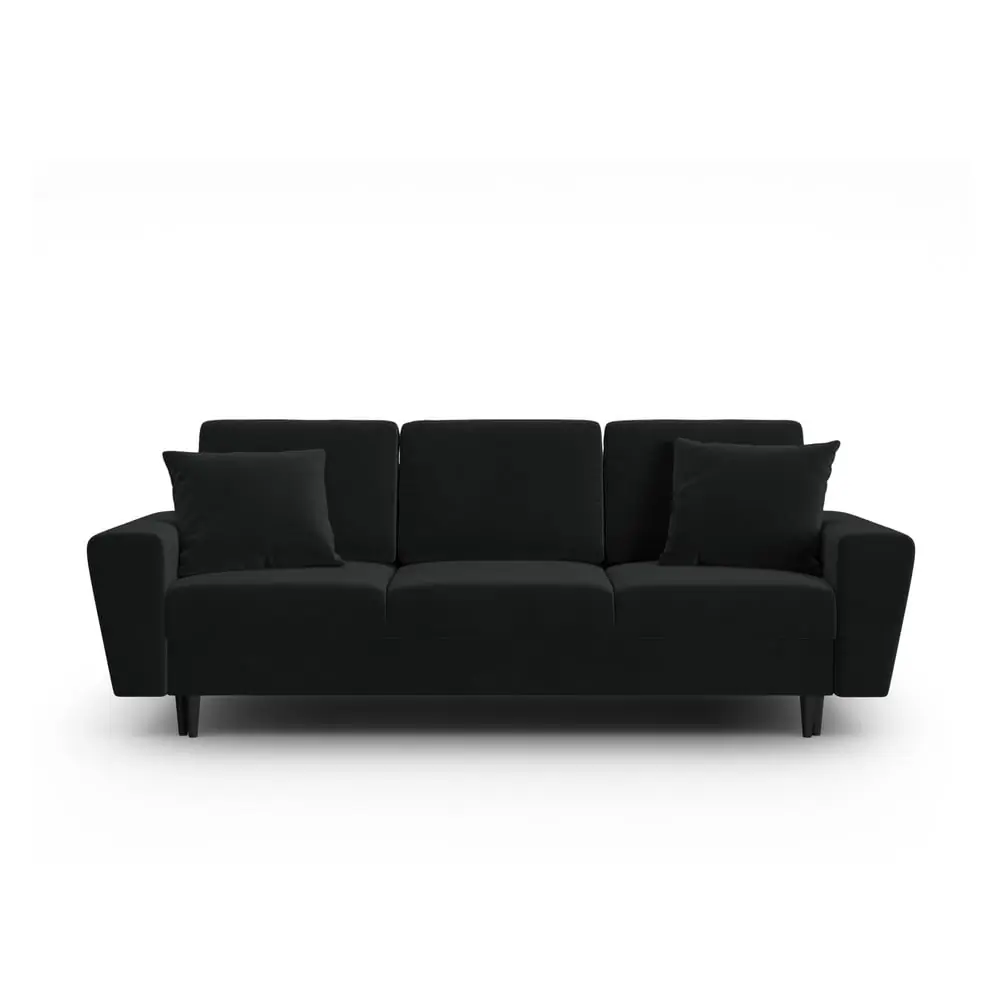 Canapea neagră extensibilă, cu spațiu de depozitare cu tapițerie din catifea 235 cm Kyoto – Cosmopolitan Design