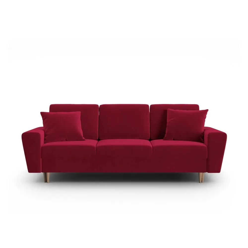 Canapea roșie extensibilă, cu spațiu de depozitare cu tapițerie din catifea 235 cm Kyoto – Cosmopolitan Design