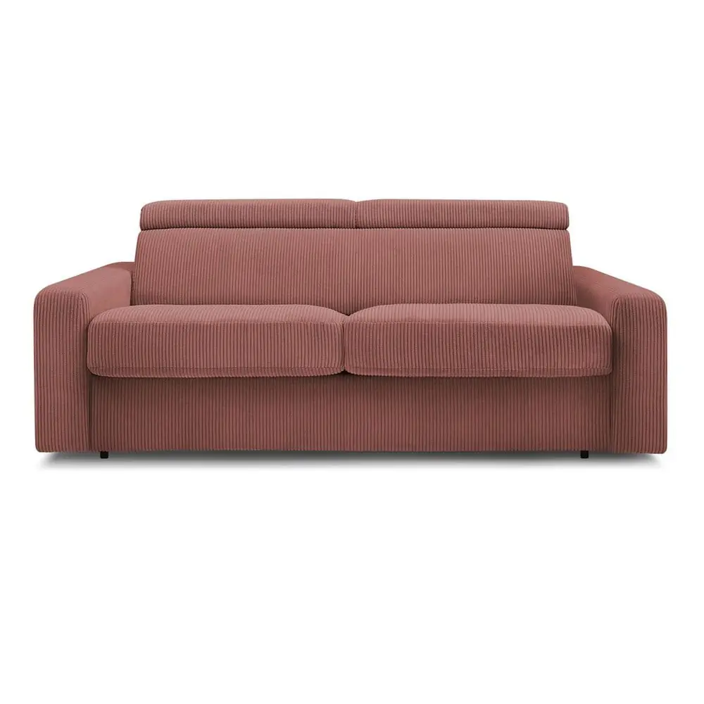 Canapea roz extensibilă cu tapițerie din catifea reiată 195 cm Monaco – Bobochic Paris