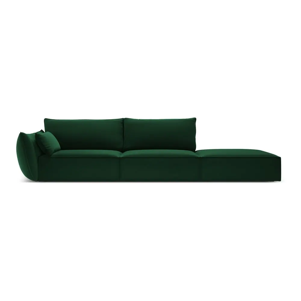 Canapea verde-închis cu tapițerie din catifea, cu colț pe partea stângă 264 cm Vanda – Mazzini Sofas