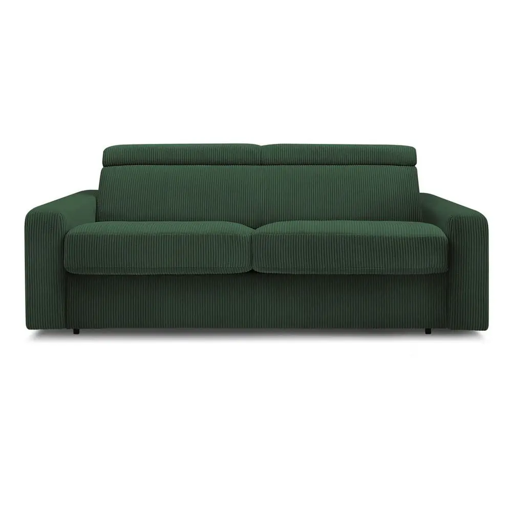 Canapea verde-închis extensibilă cu tapițerie din catifea reiată 195 cm Monaco – Bobochic Paris