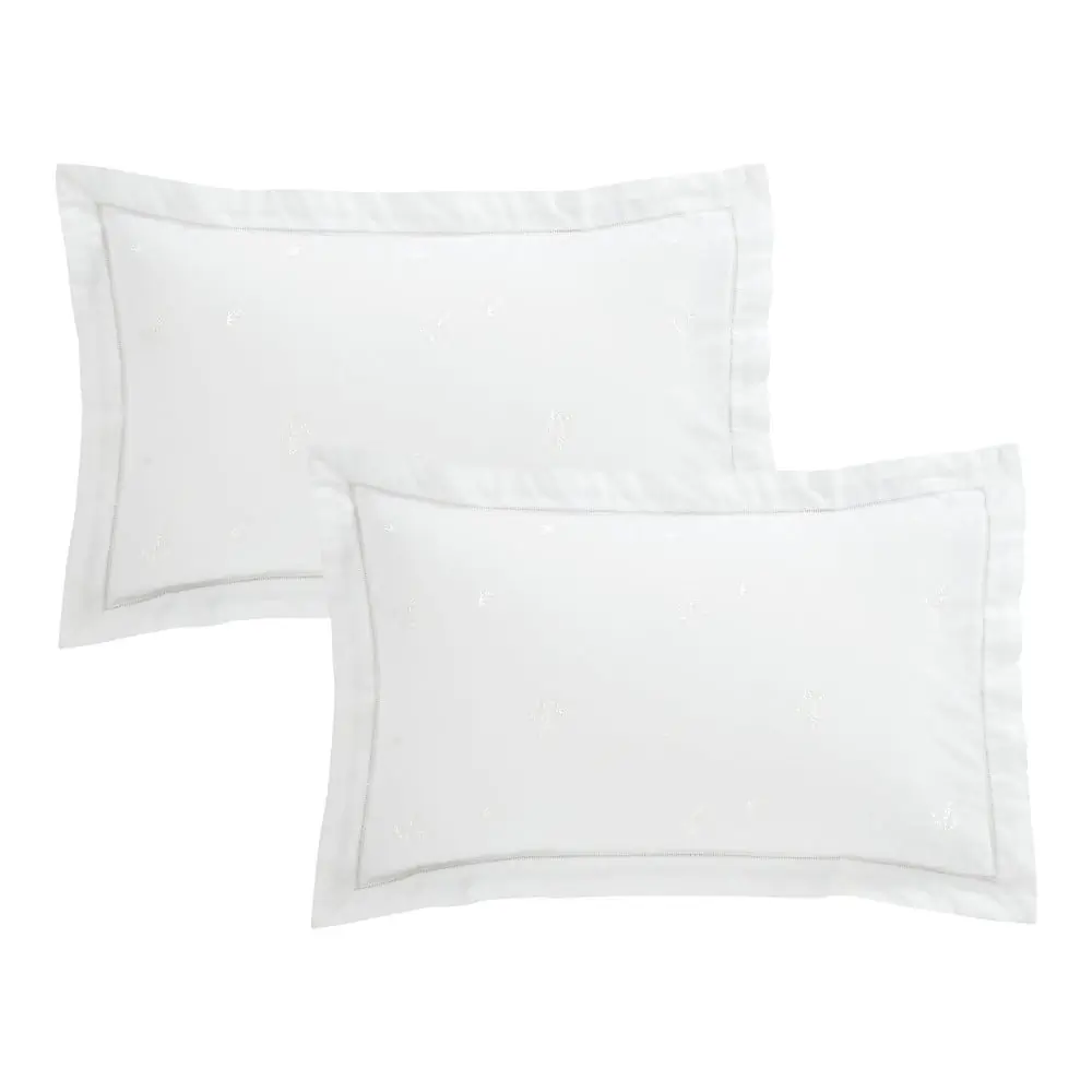 Față de pernă din bumbac 50x75 cm Lottie Floral Embroidery – Bianca