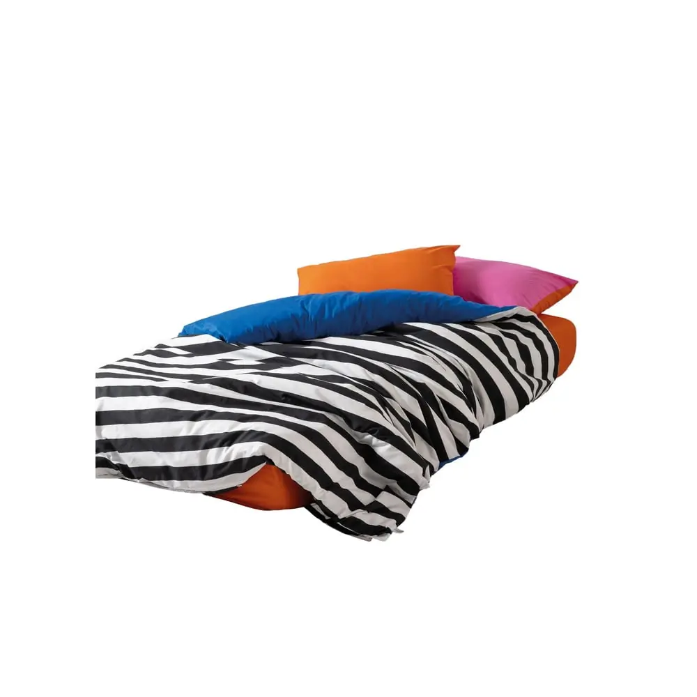 Lenjerie de pat alb-negru din bumbac ranforcé pentru pat dublu, extinsă cu cearceaf inclus, cu 4 piese 200x220 cm Dusk – Mijolnir