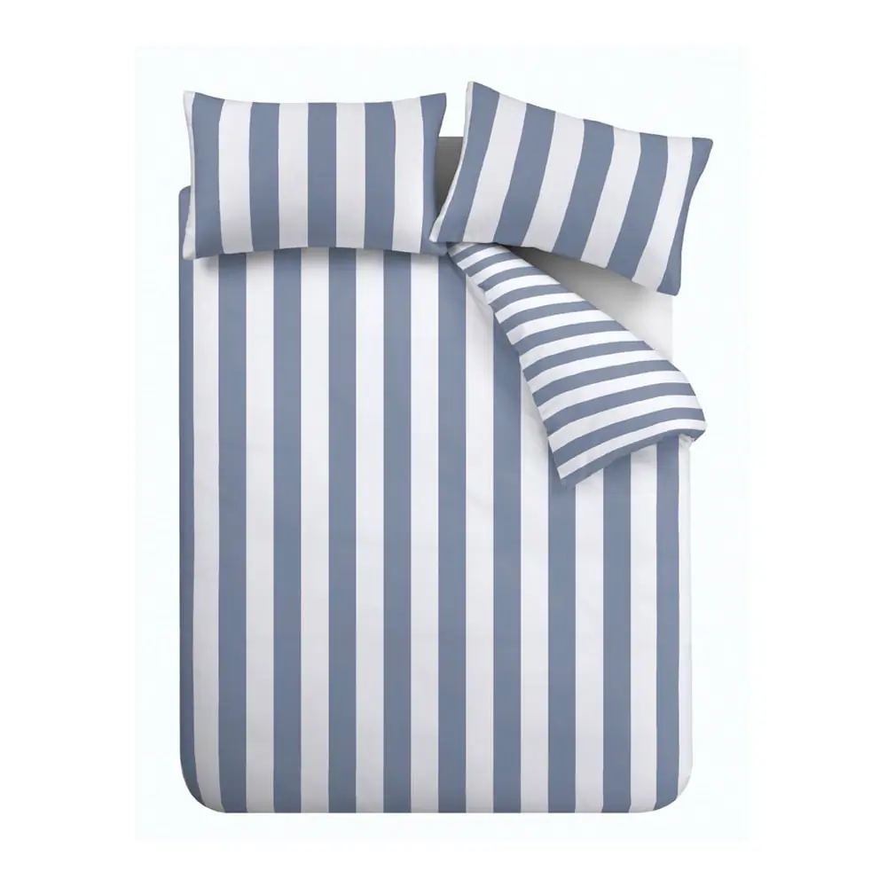 Lenjerie de pat albă/albastră pentru pat dublu/extinsă 230x220 cm Cove Stripe – Catherine Lansfield