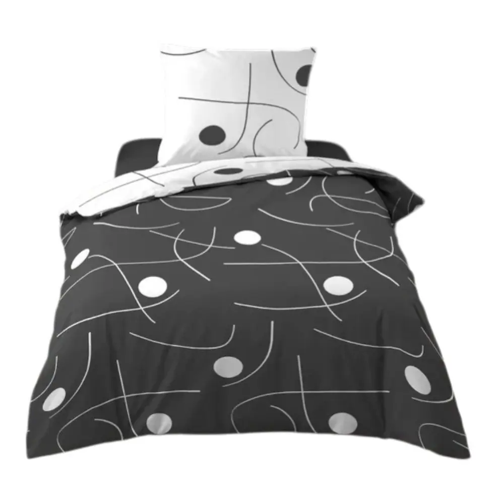 Lenjerie de pat albă-gri închis din microfibră pentru pat de o persoană 140x200 cm Sonate – douceur d'intérieur