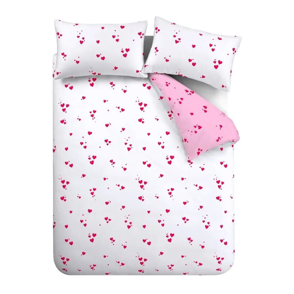 Lenjerie de pat albă-roz din țesătură crep pentru pat dublu 200x200 cm Seersucker Heart – Catherine Lansfield