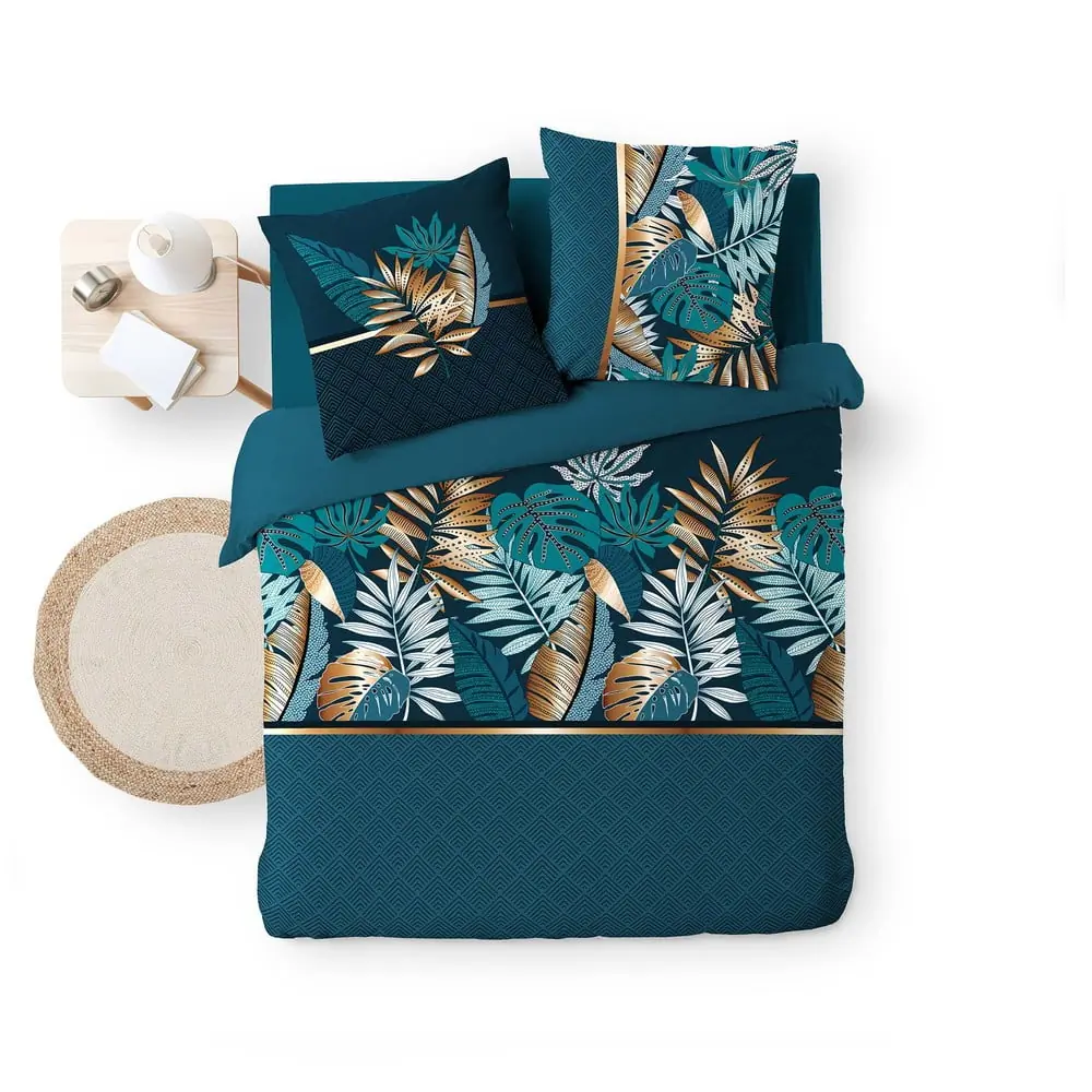 Lenjerie de pat albastră din bumbac pentru pat dublu, extinsă 240x220 cm Alianor – douceur d'intérieur