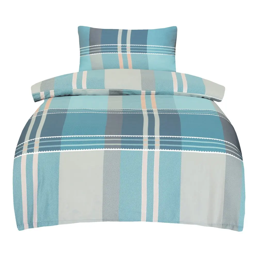 Lenjerie de pat albastră din bumbac satinat pentru pat de o persoană 140x200 cm Monty – My House