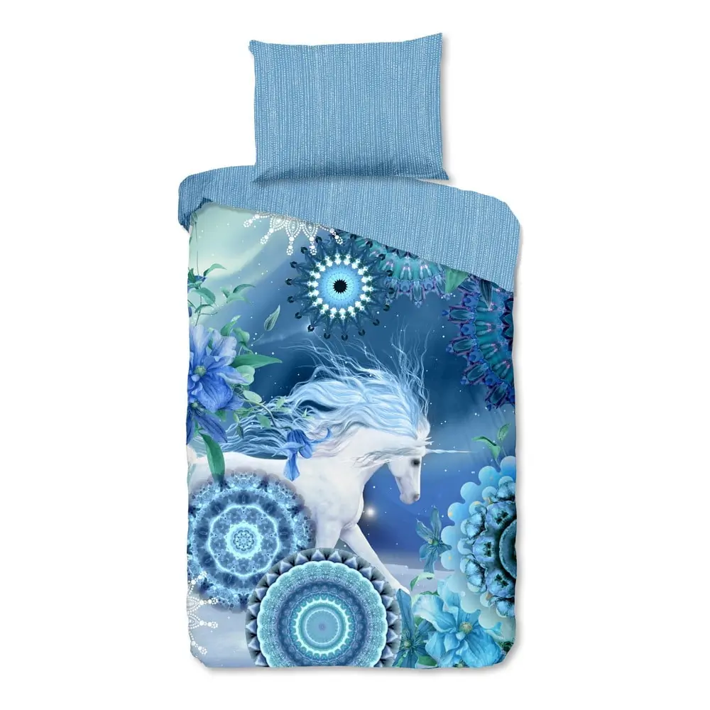 Lenjerie de pat albastră din flanelă pentru pat de o persoană 140x200 cm Lumi – HIP