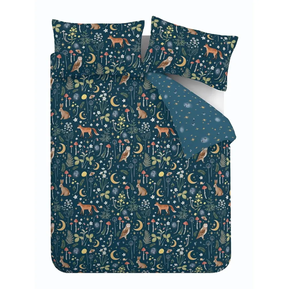 Lenjerie de pat albastru-închis pentru pat dublu/extinsă 230x220 cm Enchanted Twilight – Catherine Lansfield