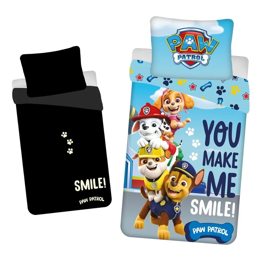 Lenjerie de pat fosforescentă pentru copii din bumbac pentru pat de o persoană 140x200 cm Paw Patrol – Jerry Fabrics